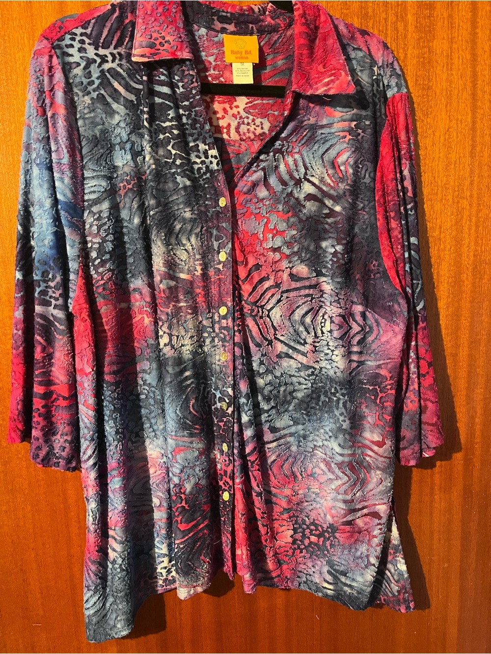 Ruby Rd. Pink & Blue Patterned Button-Down Shirt